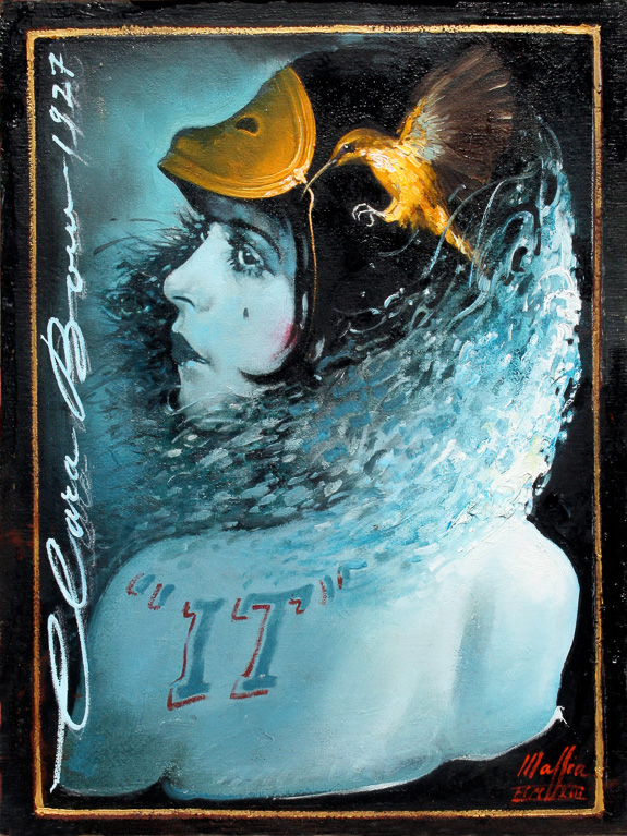 Clara Bow, oil on panel 16inX12in